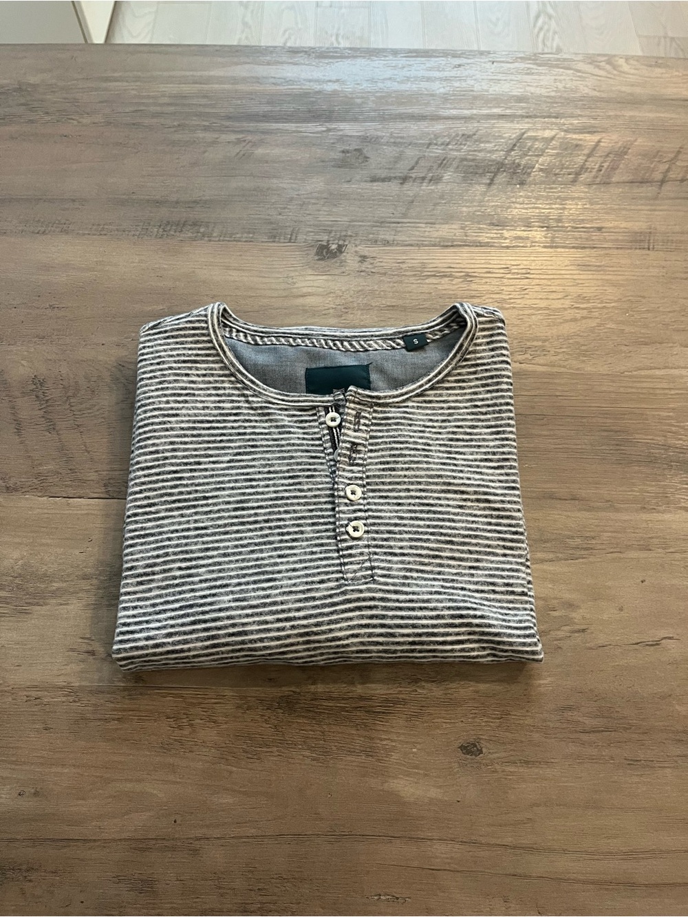 Striped Henley Long-Sleeve Shirt - Gray/White